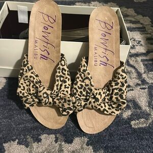 Leopard print Summer slides. Worn once briefly